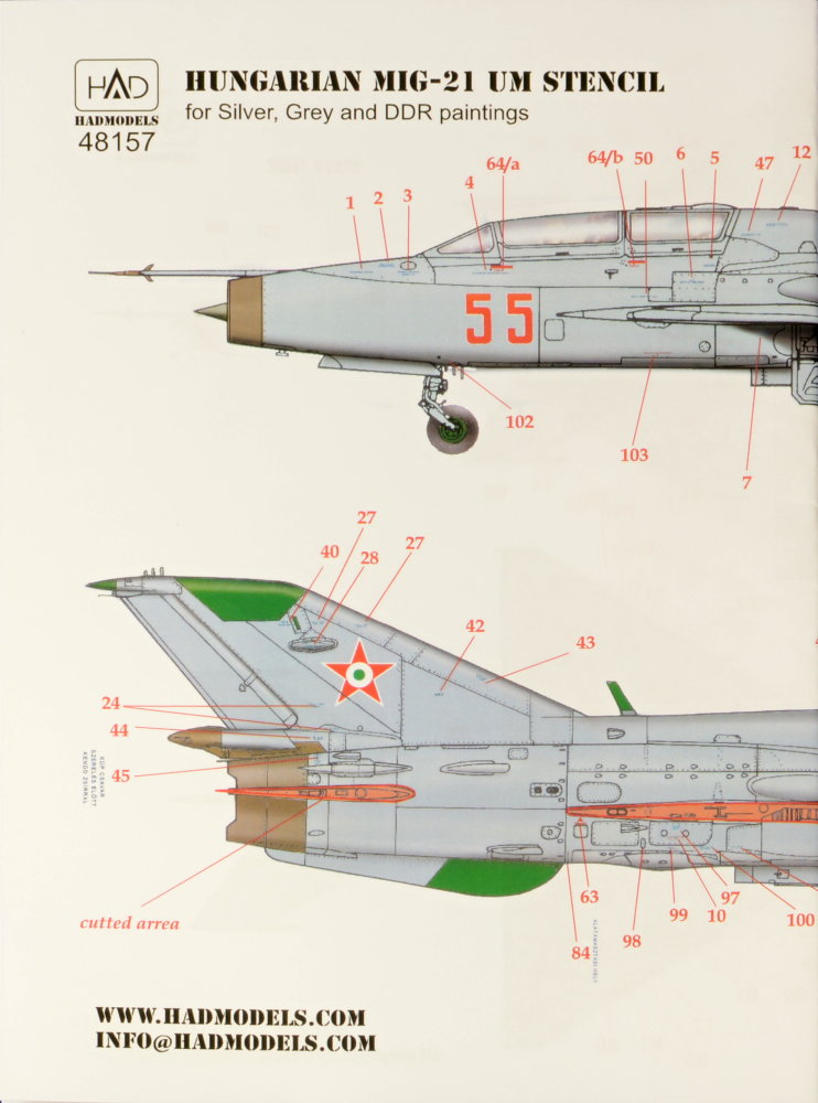 1/48 Decal MiG-21 UM Hungarian Stencils