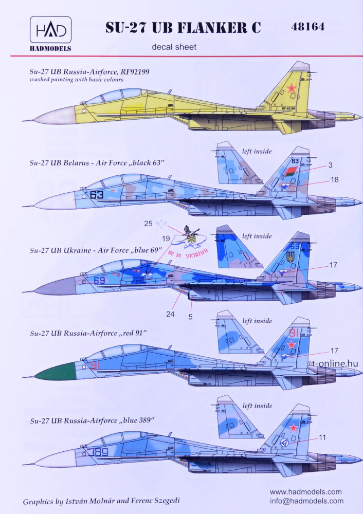 1/48 Decal Sukhoi Su-27 UB Flanker C (5x camo)
