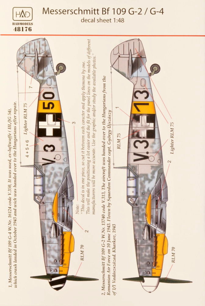 1/48 Decal Messerschmitt Bf 109G-2/G-4 (2x camo)