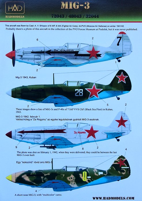 1/72 Decal MiG-3 (4x camo) Part 2