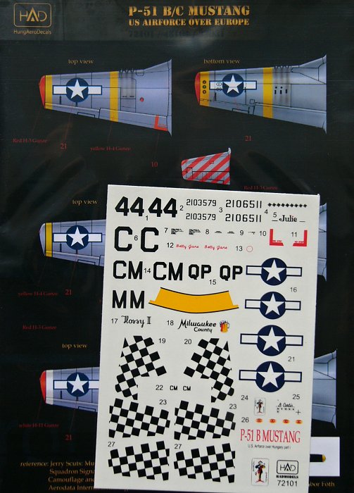 1/72 Decal P-51 B/C Mustang (USAF over Europe)