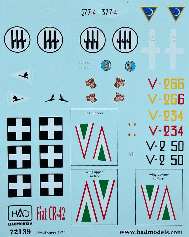 1/72 Decal Fiat CR-42 (5x camo)