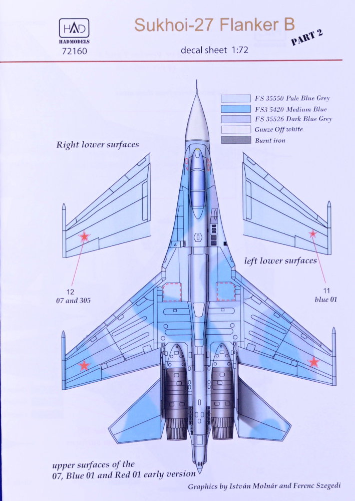 1/72 Decal Sukhoi Su-27 Flanker B (4x camo)