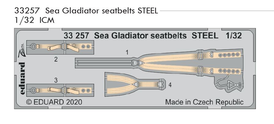 1/32 Sea Gladiator seatbelts STEEL (ICM)