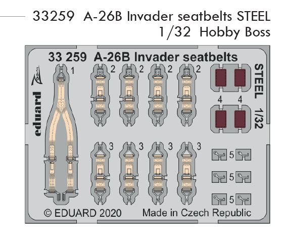 1/32 A-26B Invader seatbelts STEEL (HOBBY BOSS)