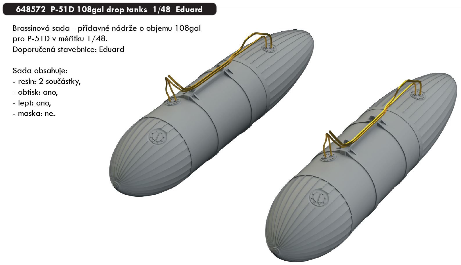 Fotografie 1/48 P-51D 108gal drop tanks (EDUARD)