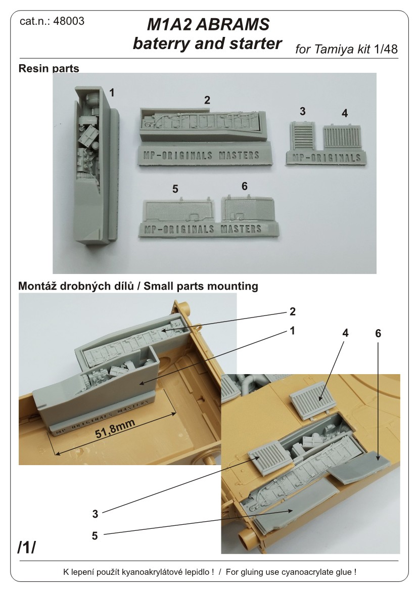 1/48 M1A2 Abrams baterry and starter (fot Tamiya kit 1/48 scale)