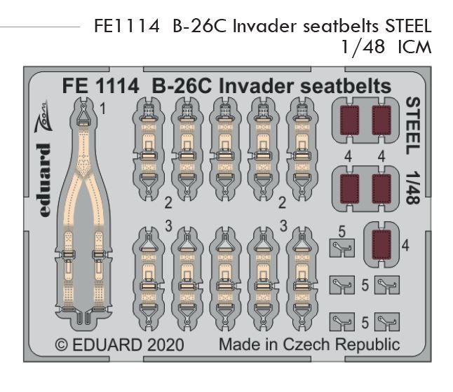 Fotografie 1/48 B-26C Invader seatbelts STEEL (ICM)