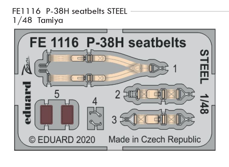 1/48 P-38H seatbelts STEEL (TAMIYA)