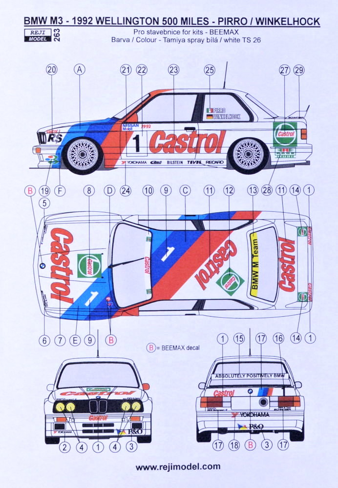 1/24 BMW M3 - 1992 Wellington 500 miles (decal)