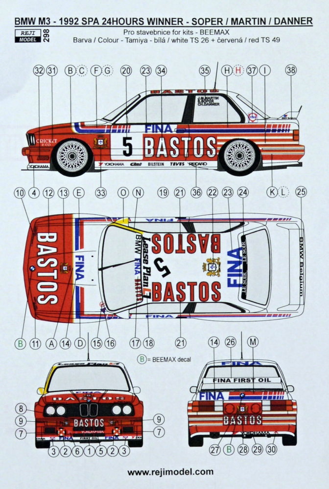 1/24 BMW M3 - 1992 SPA 24hrs Winner (decals)