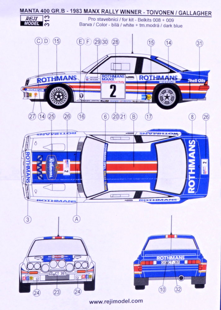 1/24 Opel Manta 400 Gr.B. 1983 Manx Rallye Winner