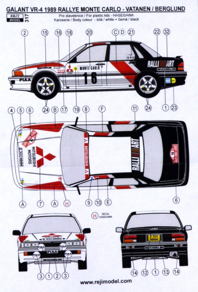 1/24 Mitsubishi Galant VR-4 Rally Monte Carlo 1989