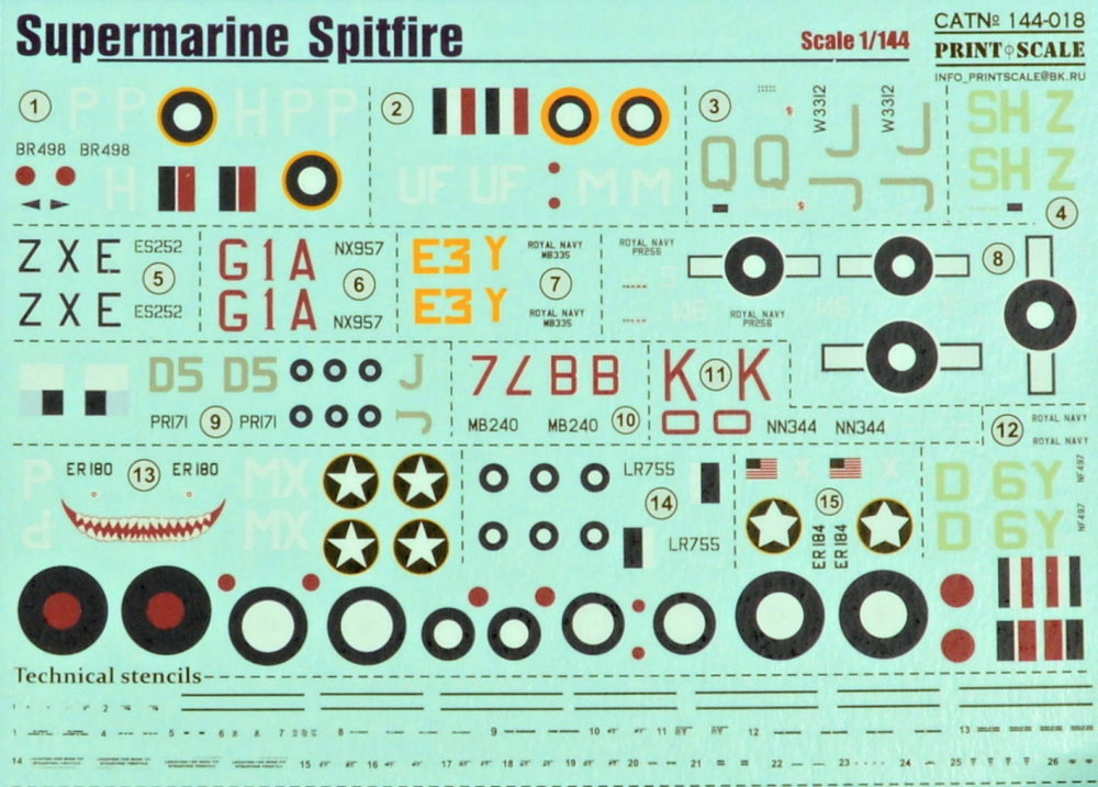 1/144 Supermarine Spitfire (wet decals)
