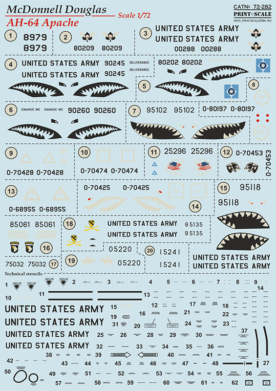 1/72 McDonnell Douglas AH-64 Apache (wet decals)