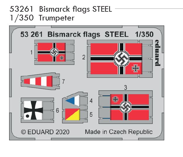 Fotografie 1/350 Bismarck flags STEEL (TRUMPETER)