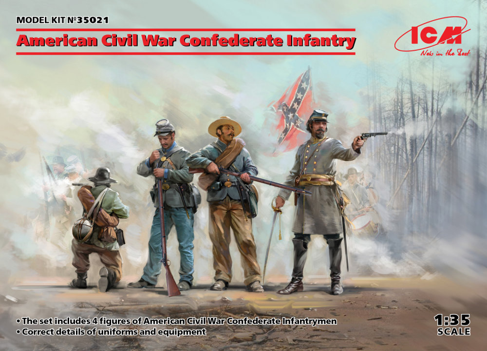 1/35 American Civil War Confeder.Infantry (4 fig.)