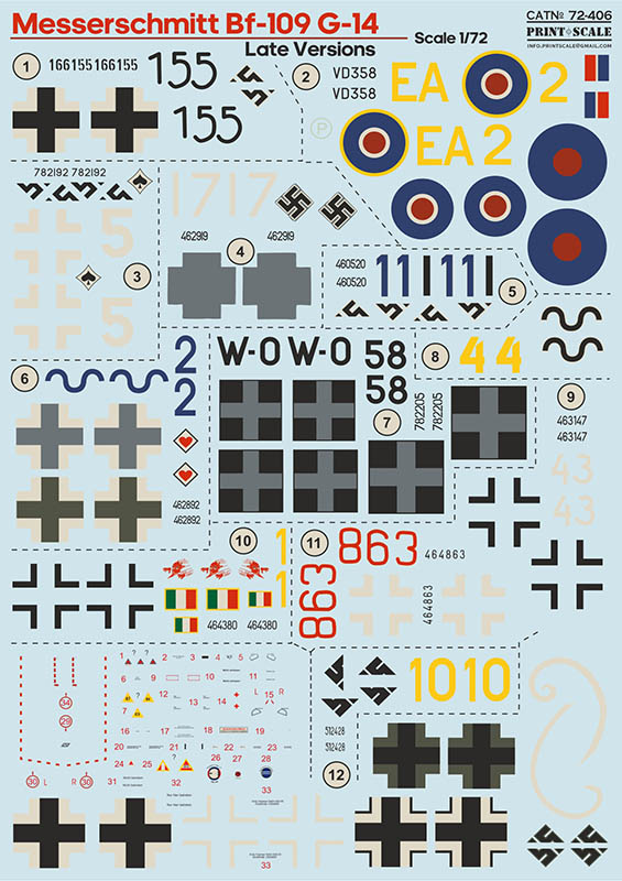 1/72 Messerschmitt Bf-109 G-14 (wet decals)