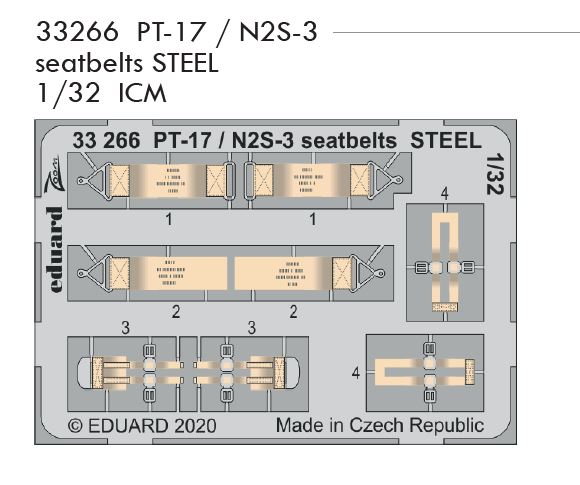 1/32 PT-17 / N2S-3 seatbelts STEEL (ICM)