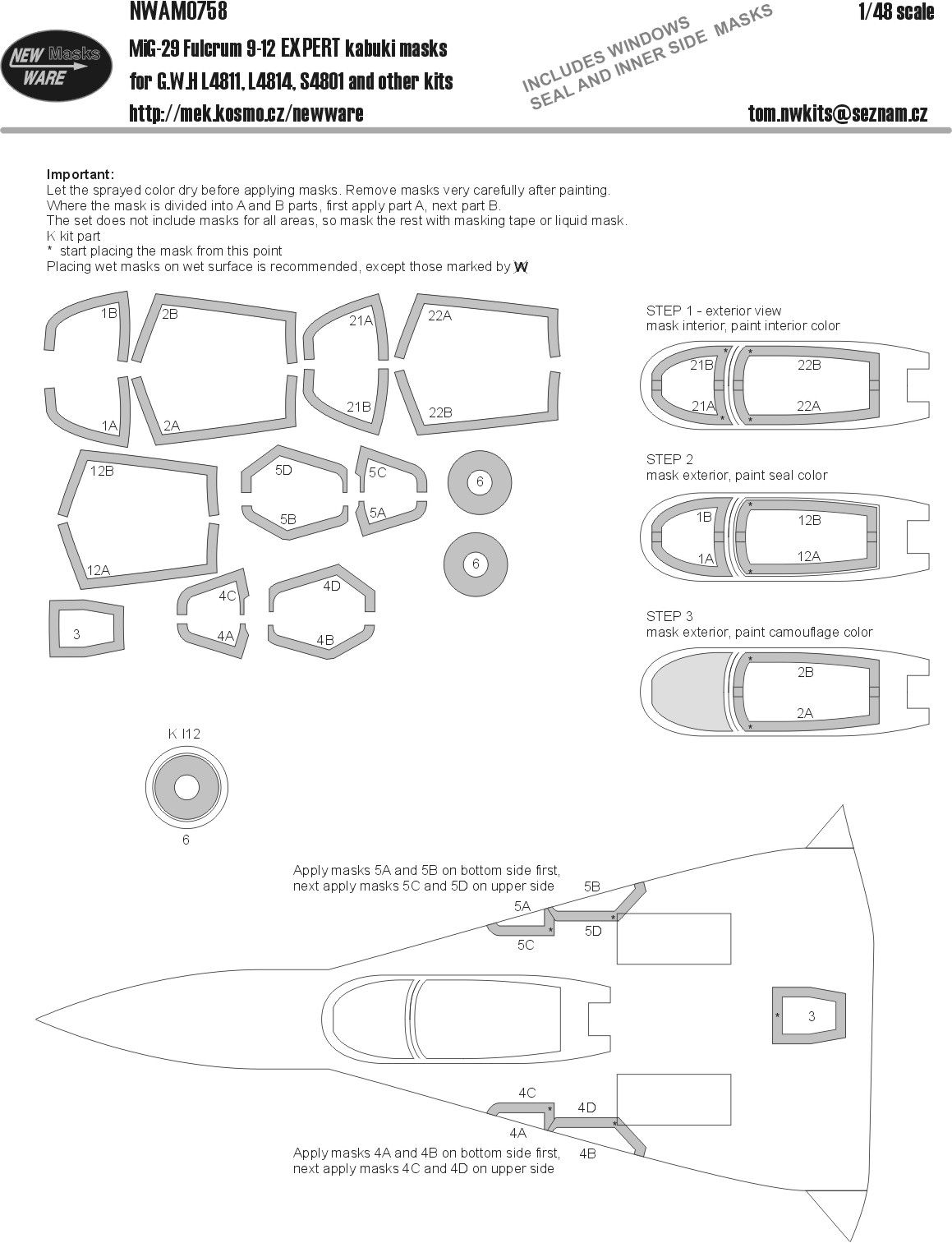 1/48 MiG-29 Fulcrum 9-12 Expert kabuki masks