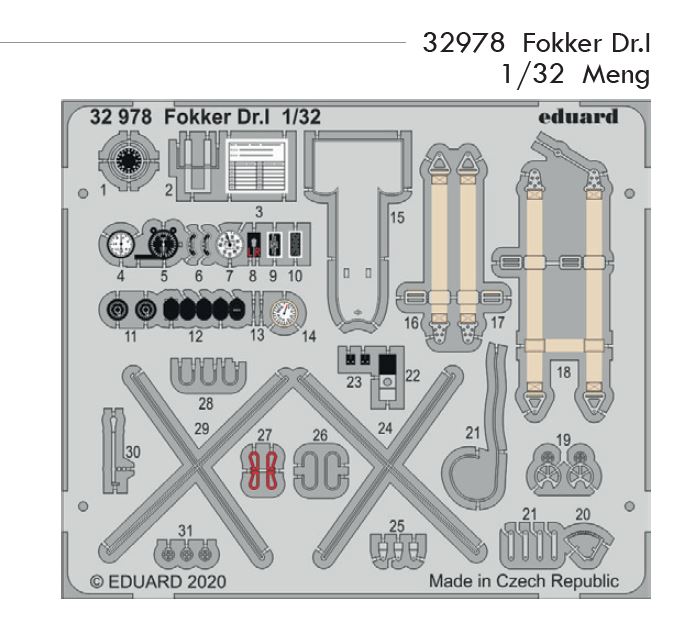 Fotografie 1/32 Fokker Dr.I STEEL (MENG)