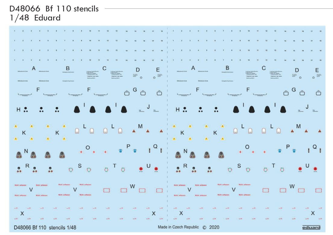 Fotografie 1/48 Bf 110 stencils (EDUARD)