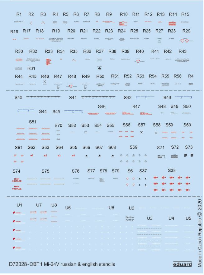 1/72 Mi-24V stencils Russian & English (ZVEZDA)