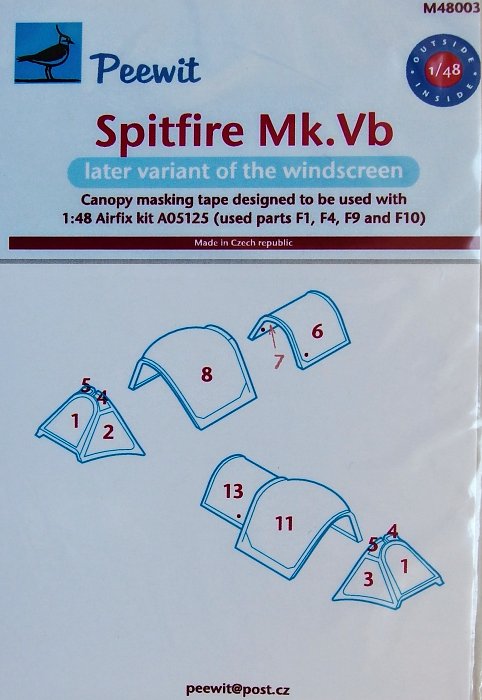 1/48 Canopy mask Spitfire Mk.Vb - late (AIRFIX)