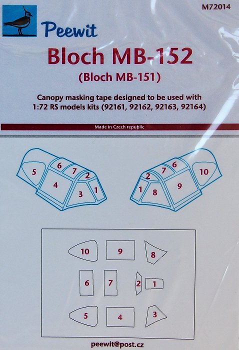 1/72 Canopy mask Bloch MB-152 (RS MODEL)