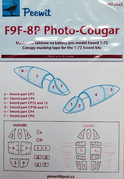 1/72 Canopy mask F9F-8P Photo-Cougar (SWORD)