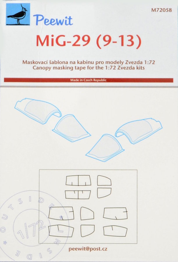 1/72 Canopy mask MiG-29 9-13 (ZVEZDA)