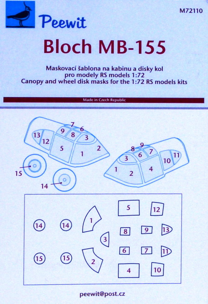 1/72 Canopy mask Bloch MB-155 (RS MODEL)