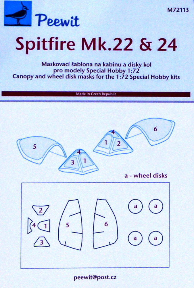 1/72 Canopy mask Spitfire Mk.22&24 (SP.HOBBY)