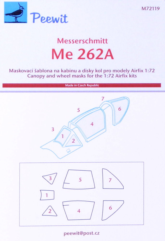 1/72 Canopy mask Me 262A (AIRFIX)