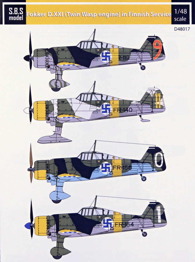 1/48 Decal Fokker D.XXI Twin Wasp in Finnish serv.