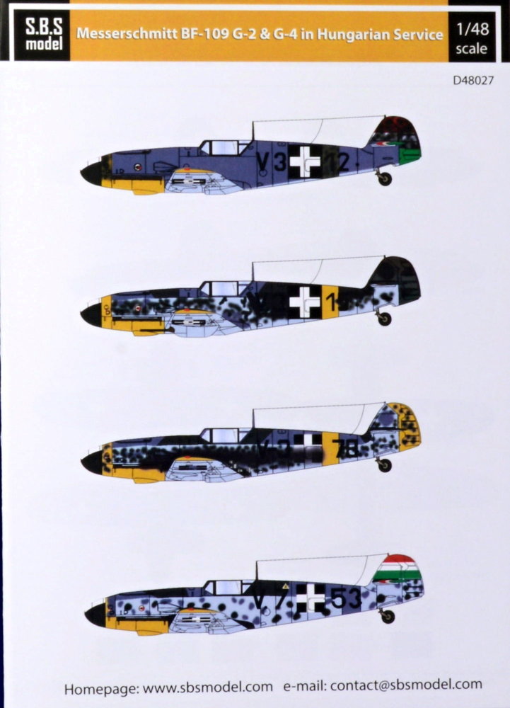 1/48 Decal Bf-109G-2&G-4 in Hungarian Service