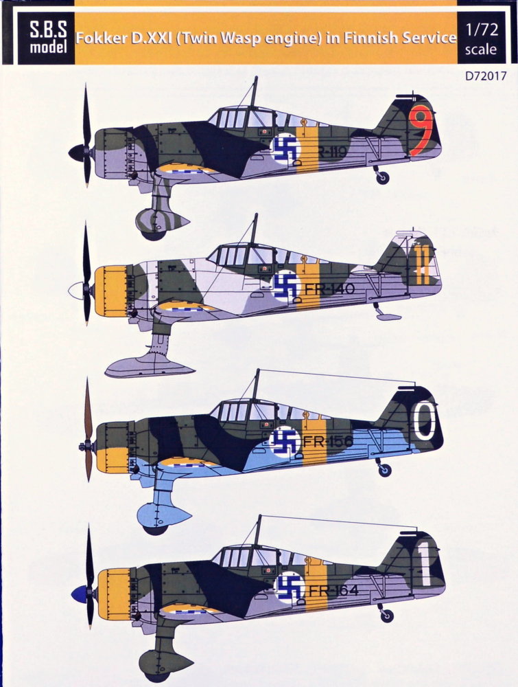 1/72 Decal Fokker D.XXI Twin Wasp in Finnish serv.