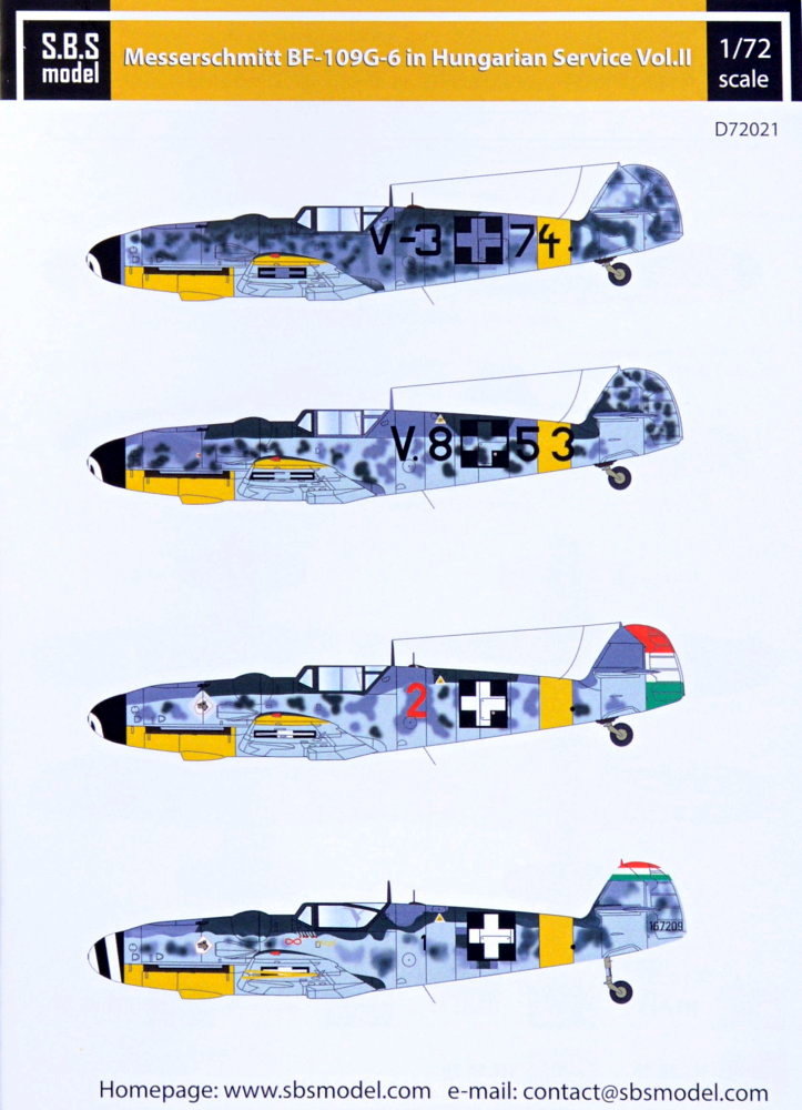 1/72 Decal Bf-109G-6 in Hungarian service Vol.II