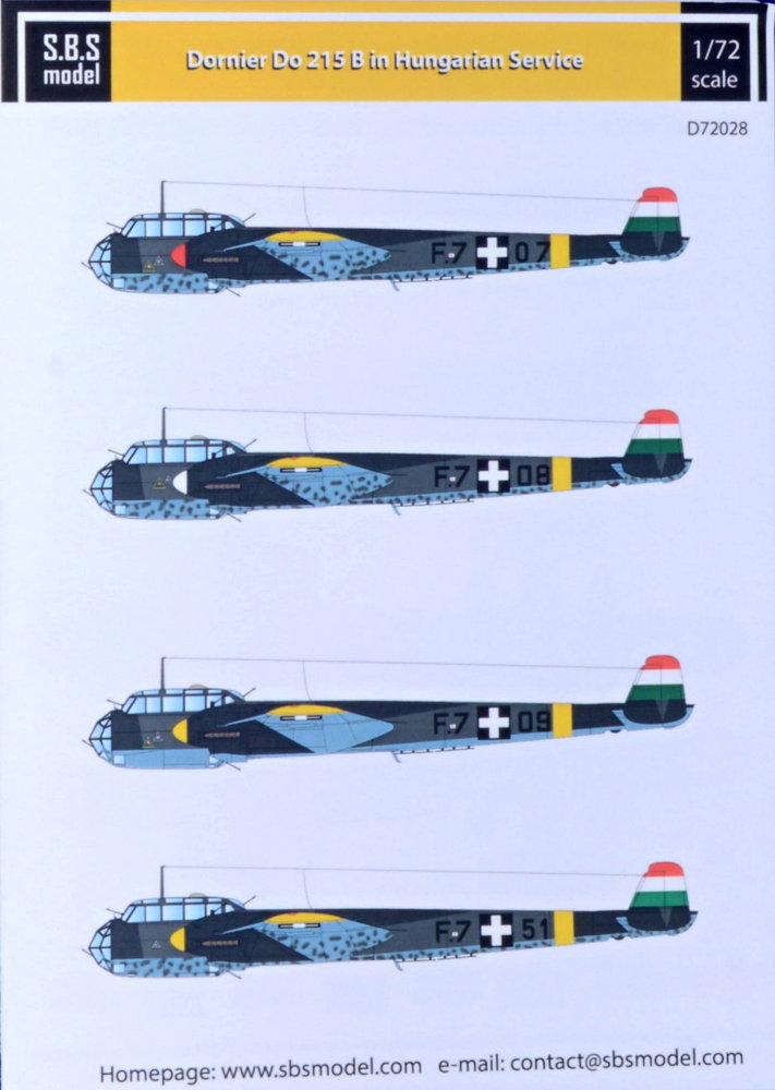 1/72 Decal Do 215B in Hungarian Service