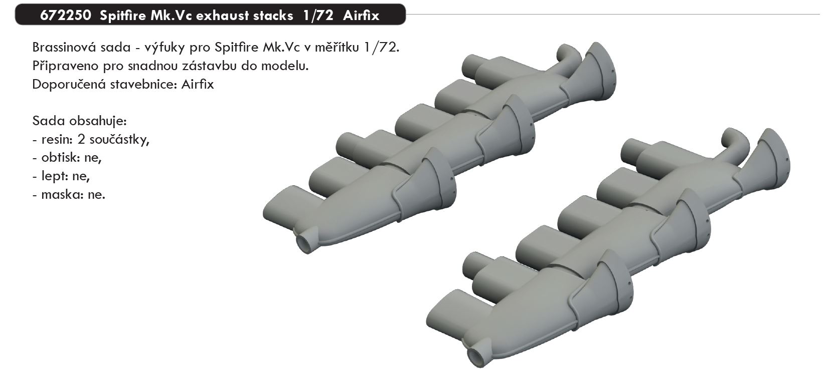 1/72 Spitfire Mk.Vc exhaust stacks (AIRFIX)