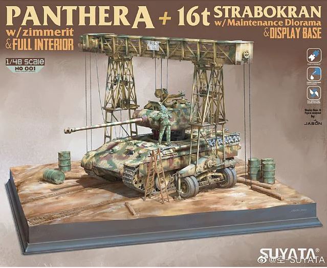 Fotografie 1/48 Panther A + 16T Strabokran with maintenance diorama + display base