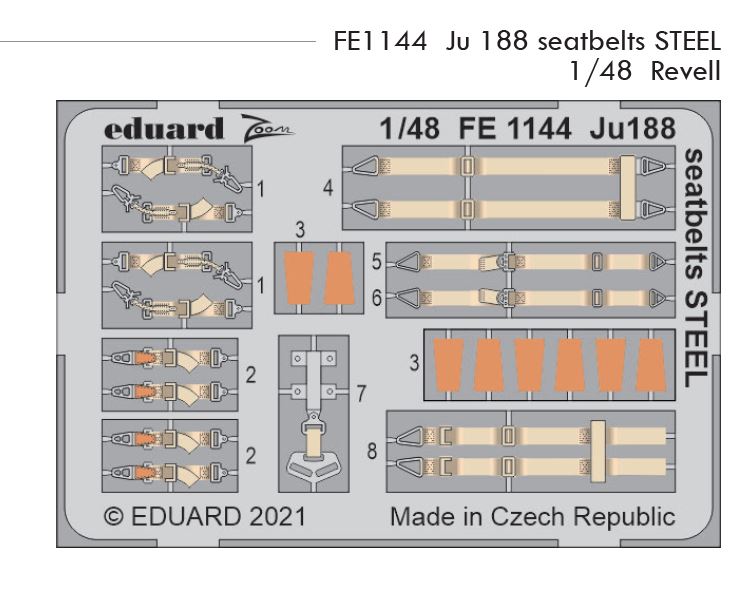Fotografie 1/48 Ju 188 seatbelts STEEL (REVELL)