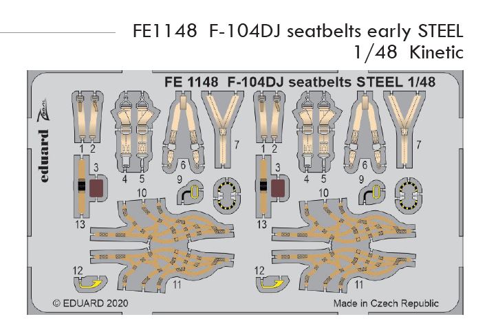 1/48 F-104DJ seatbelts early STEEL (KINETIC)
