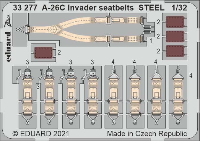 Fotografie 1/32 A-26C Invader seatbelts STEEL (HOBBY BOSS)