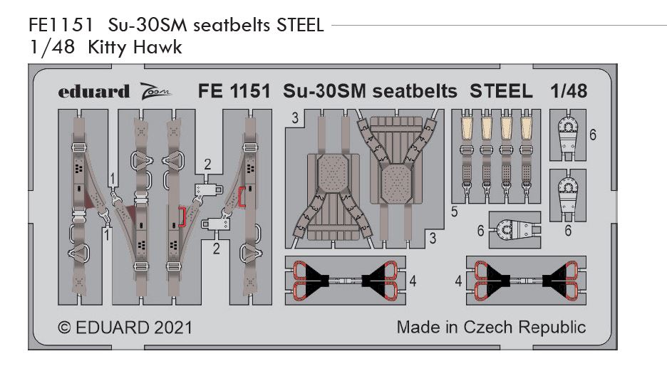 1/48 Su-30SM seatbelts STEEL (KITTY HAWK)