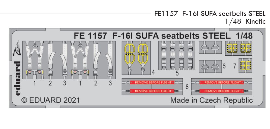 Fotografie 1/48 F-16I SUFA seatbelts STEEL (KINETIC)