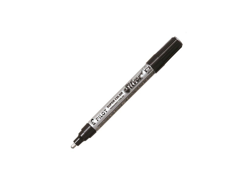 permanentny popisovac pilot super color stredny strieborny
