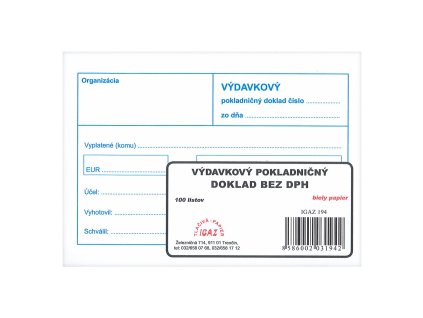 8320 sk vydavkovy pokl doklad bez dph a6 194 php