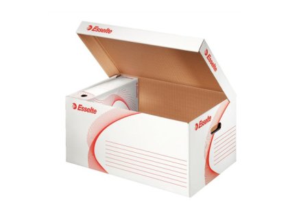 archivna skatula so sklapacim vekom esselte biela cervena