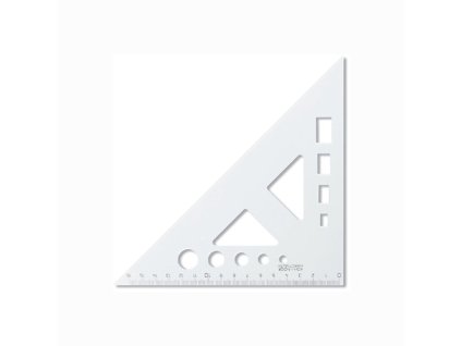 trojuholnik koh i noor transparentny s ryskou a sablonou 16 cm